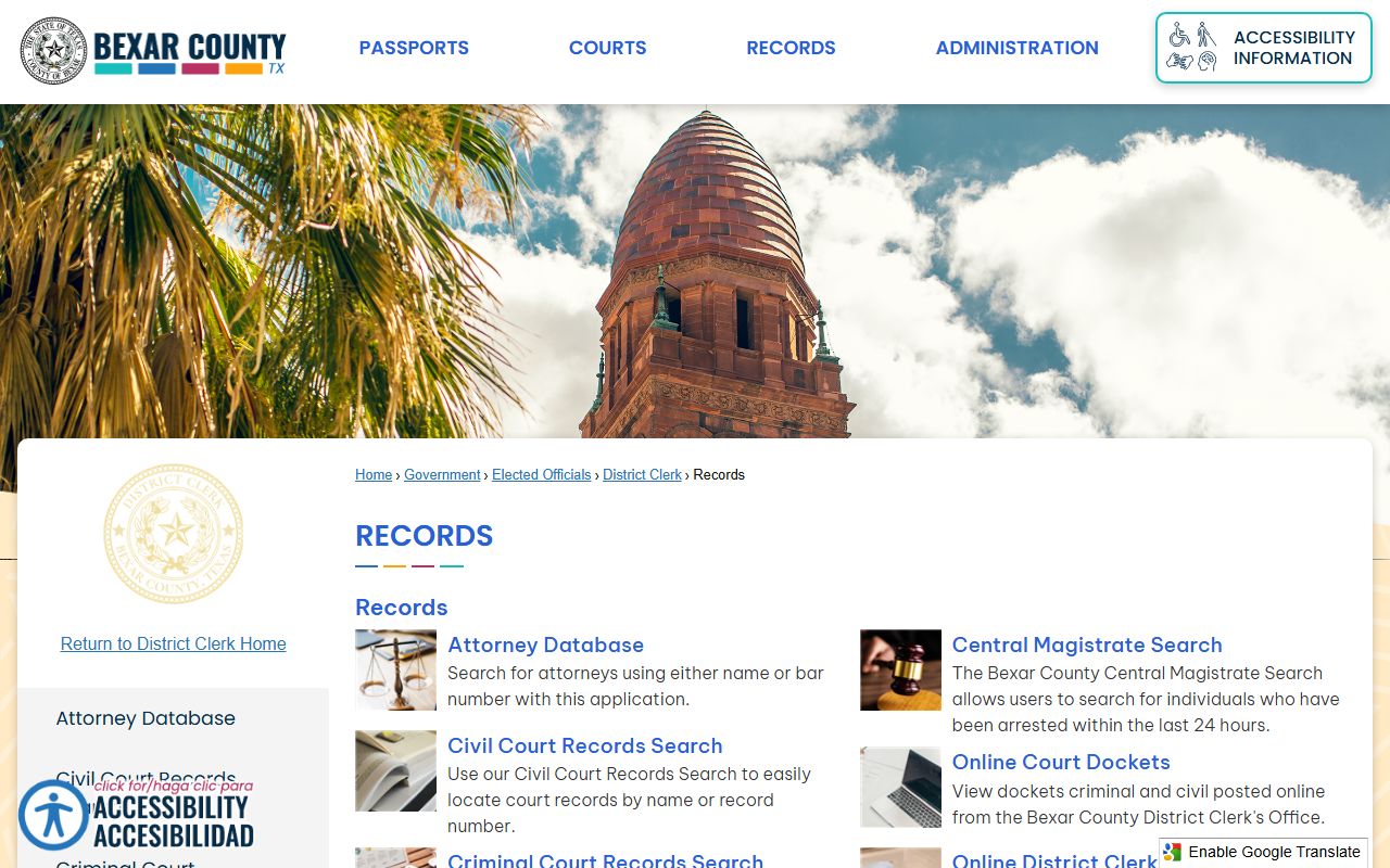 Bexar County civil court records district clerk website