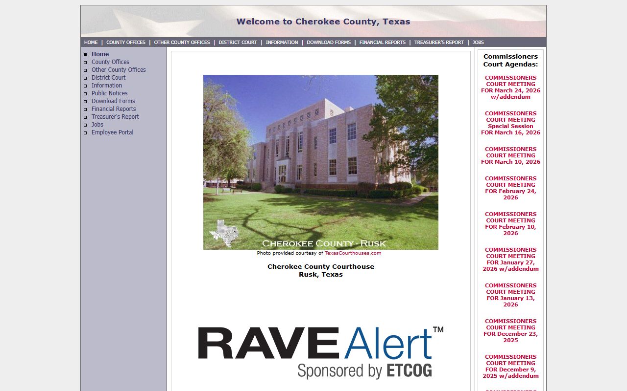 Cherokee County civil court records County Clerk website
