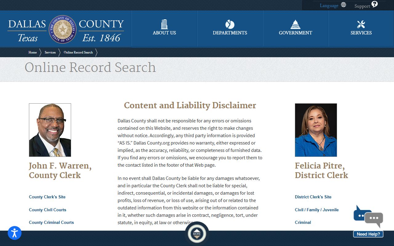 Dallas County civil court records District Clerk search portal