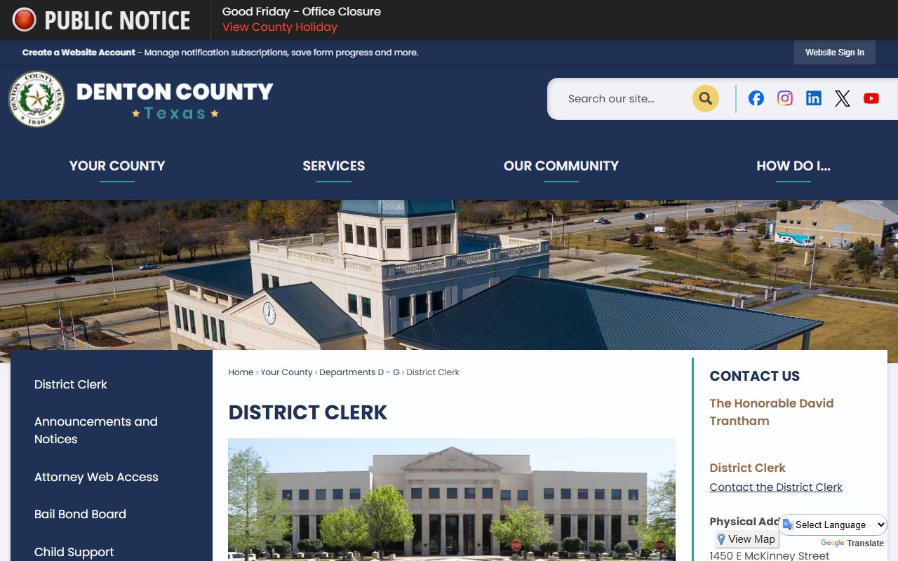 Denton County District Clerk civil records portal for Lewisville cases