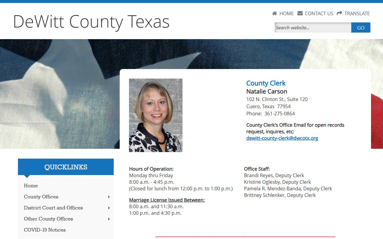 DeWitt County civil court records County Clerk website
