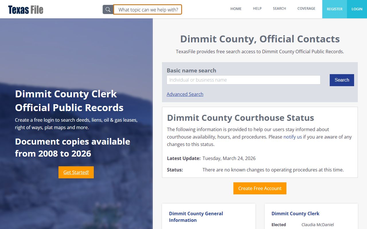Dimmit County civil court records TexasFile search