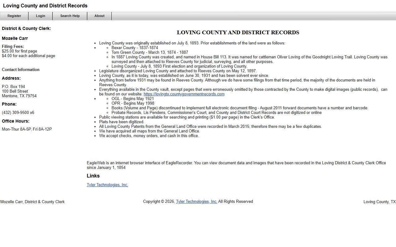 Loving County civil court records portal