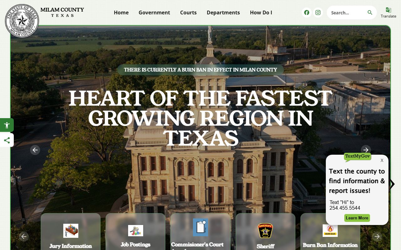 Milam County civil court records and property documents