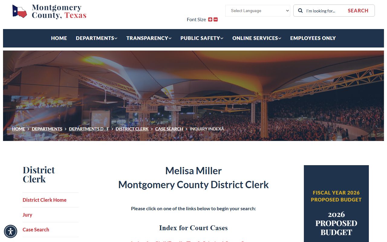 Montgomery County District Clerk case index