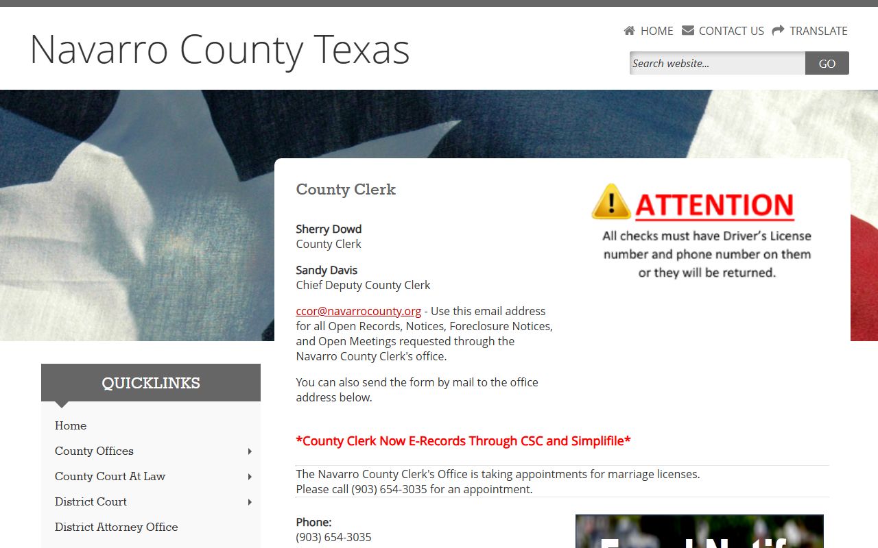 Navarro County clerk office records