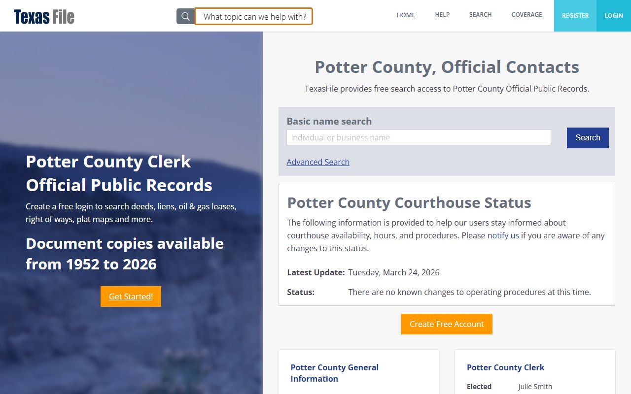 Potter County court records portal