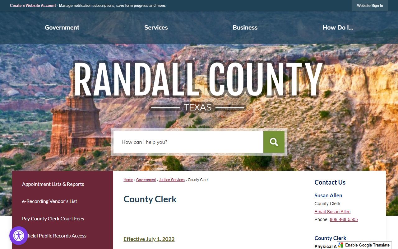 Randall County County Clerk records