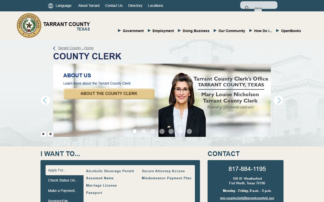 Tarrant County County Clerk civil court records