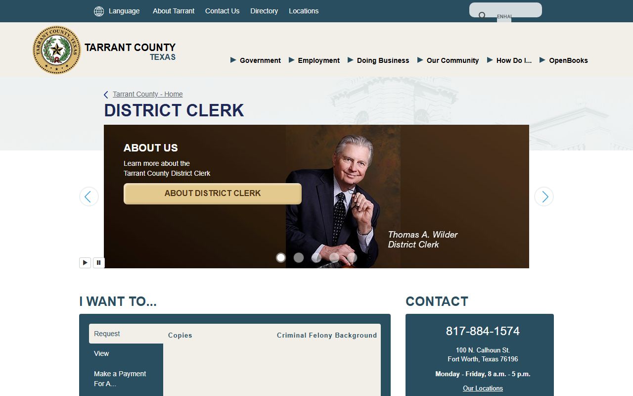 Tarrant County civil court records - District Clerk
