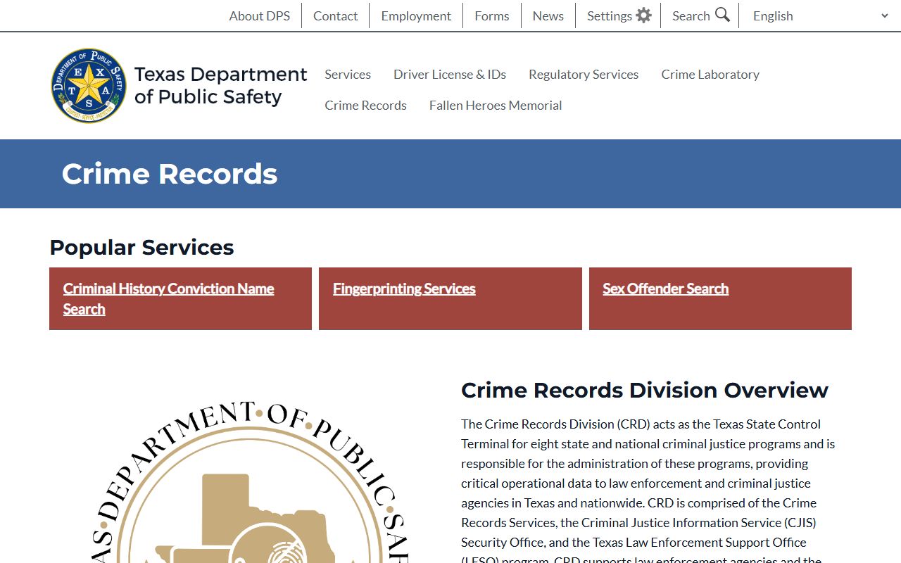 Texas DPS criminal history and court records